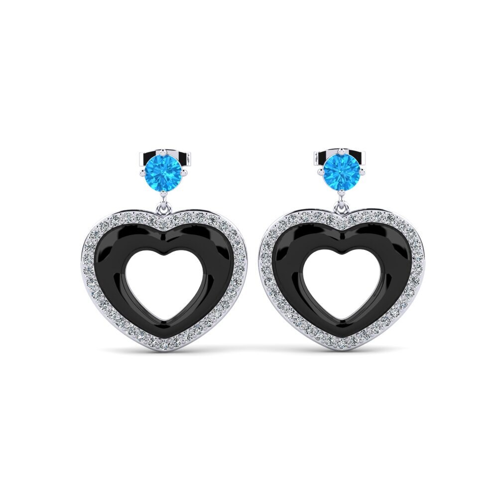 950 Platinum Blue Topaz Women's Earring Dresel