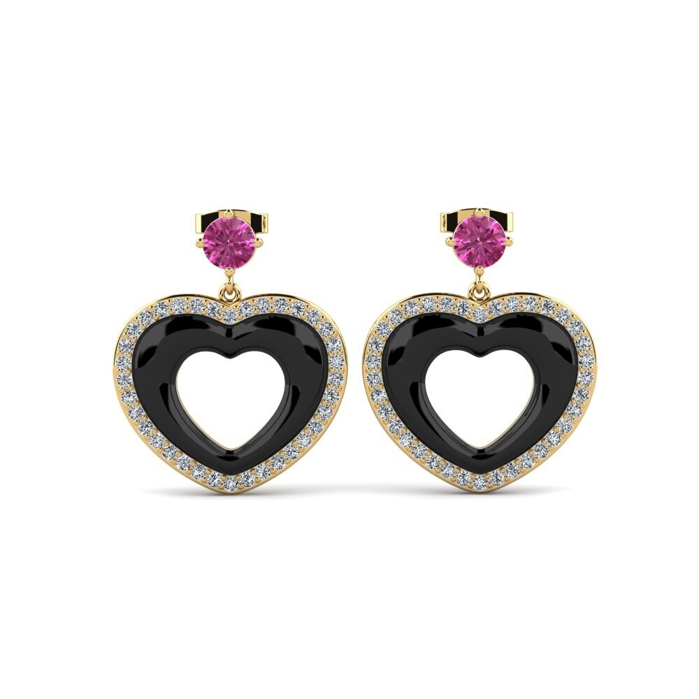 14ct Yellow Gold Pink Topaz Women's Earring Dresel