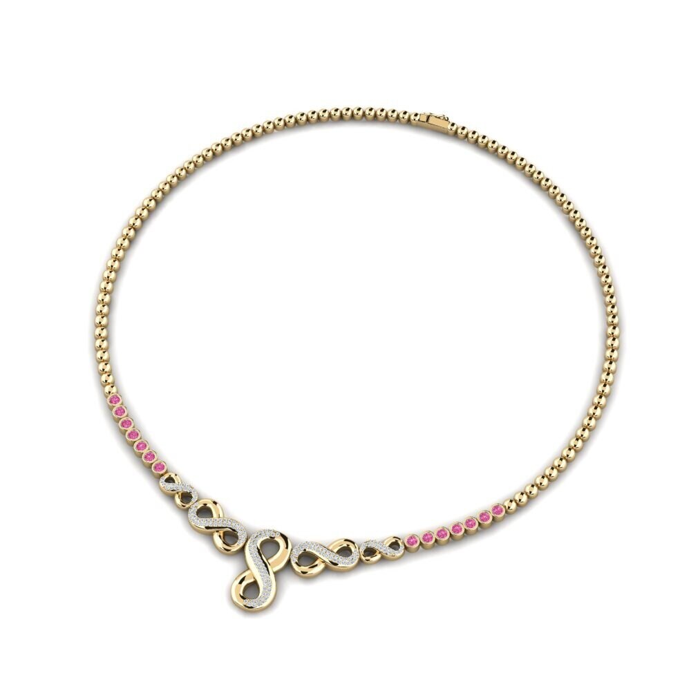 18ct Yellow Gold Pink Tourmaline Collier Driblet