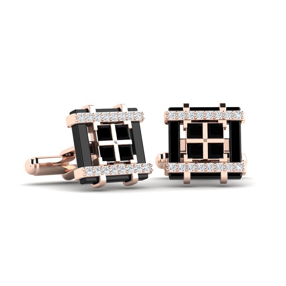 14ct Rose Gold Black Sapphire Cufflink Dries