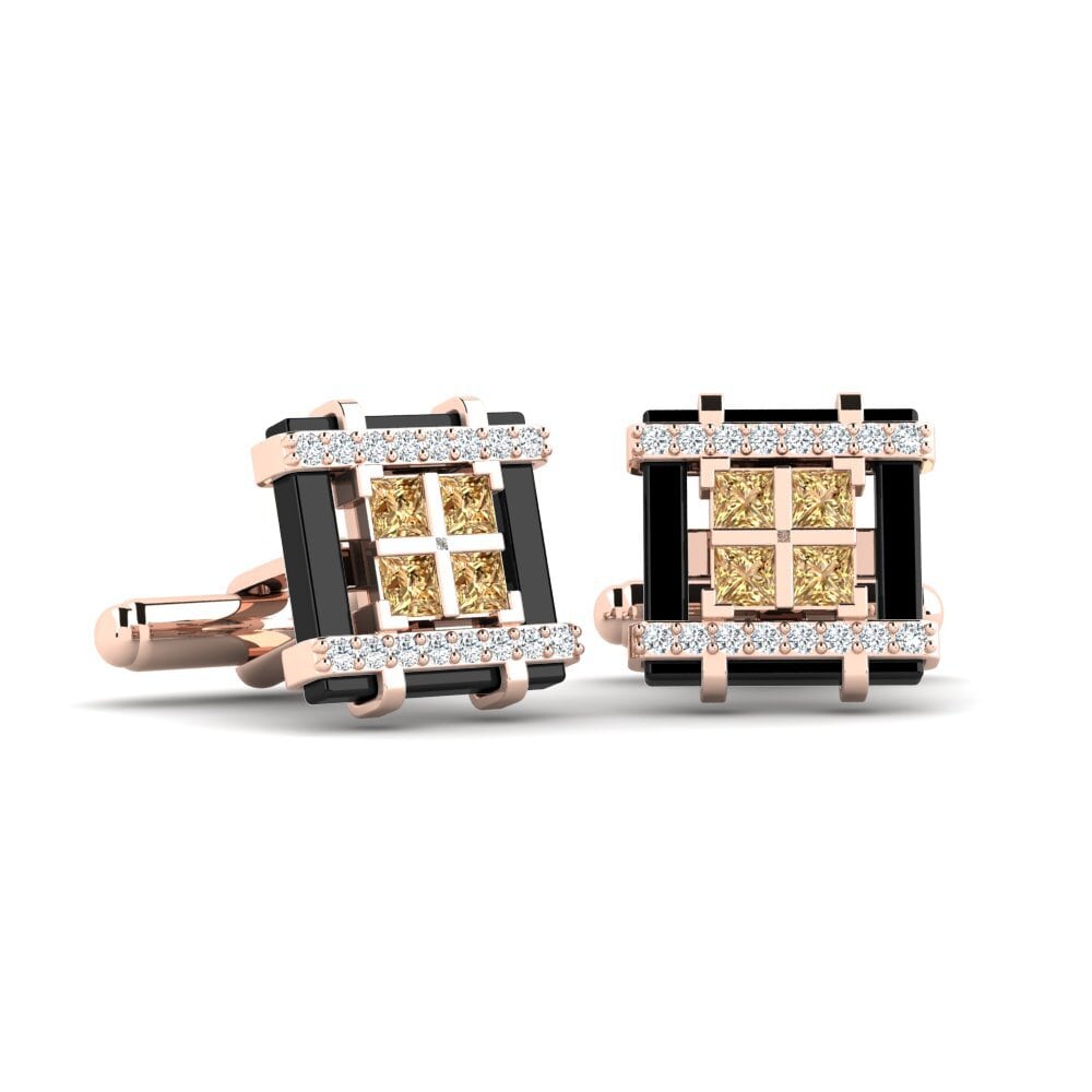 14ct Rose Gold Brown Diamond Cufflink Dries