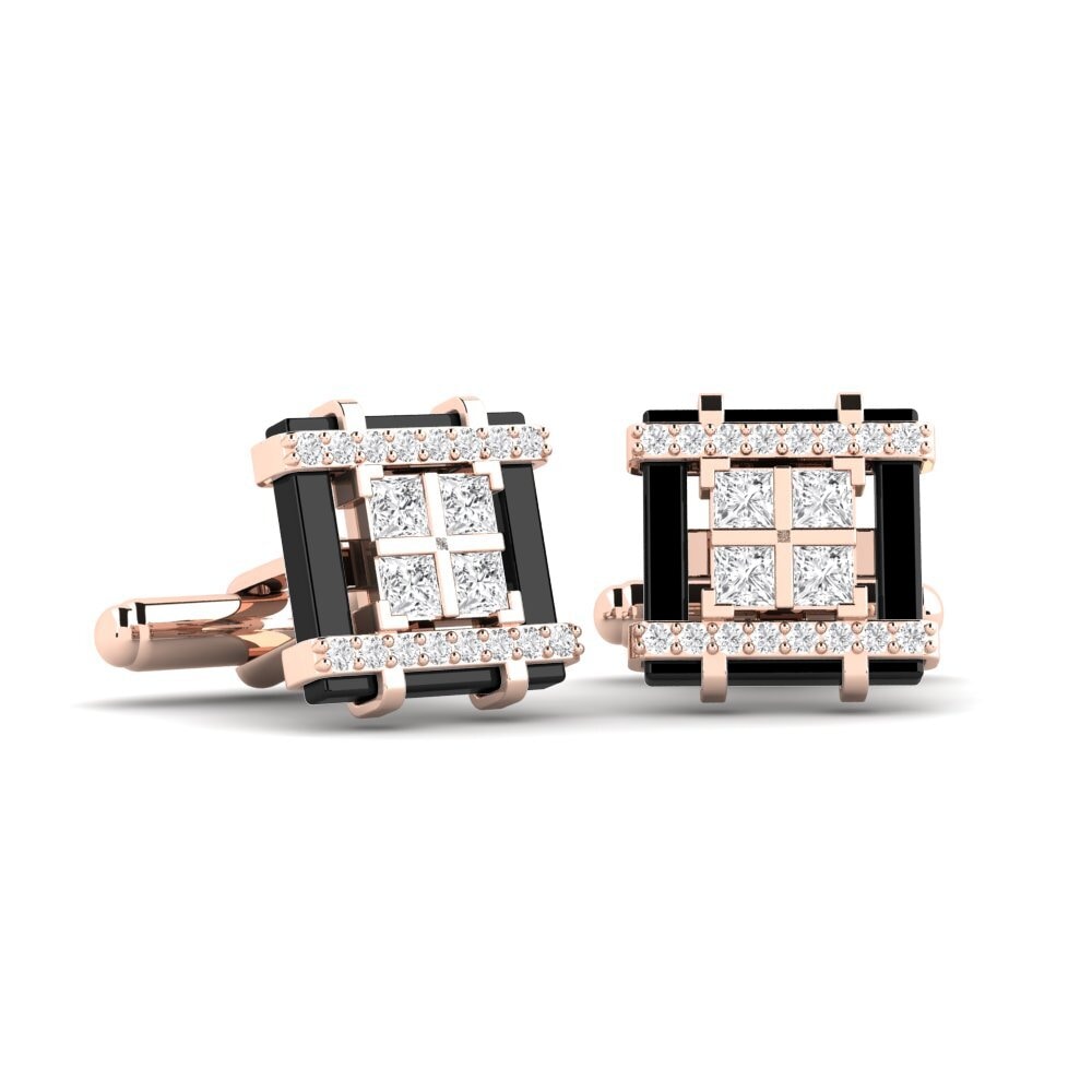 14ct Rose Gold White sapphire Cufflink Dries
