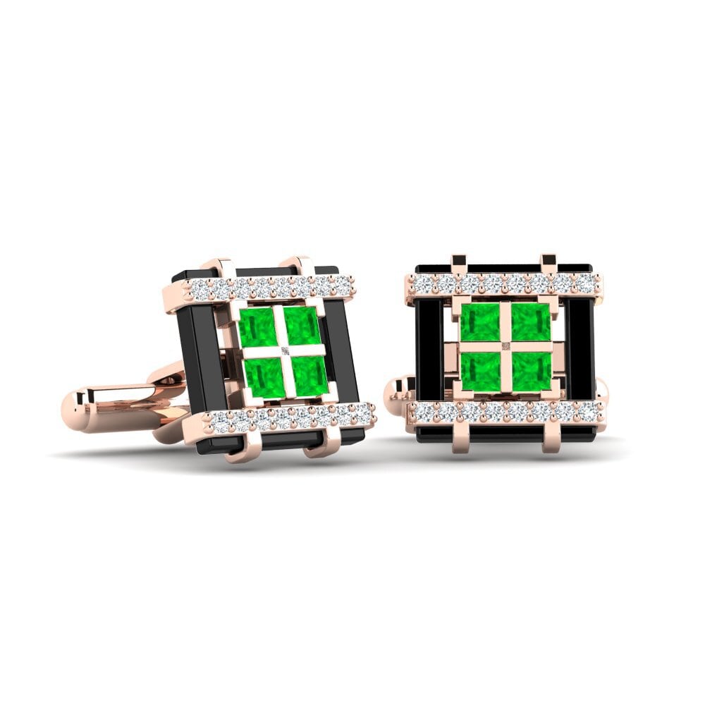 14ct Rose Gold Emerald Cufflink Dries