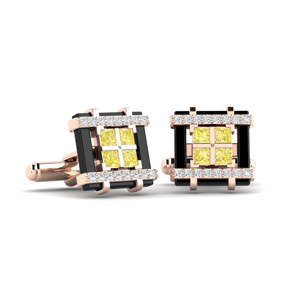 14ct Rose Gold Yellow Sapphire Cufflink Dries