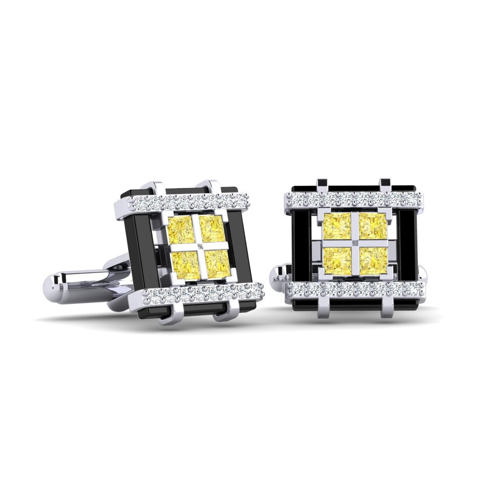 9ct White Gold Yellow Sapphire Cufflink Dries