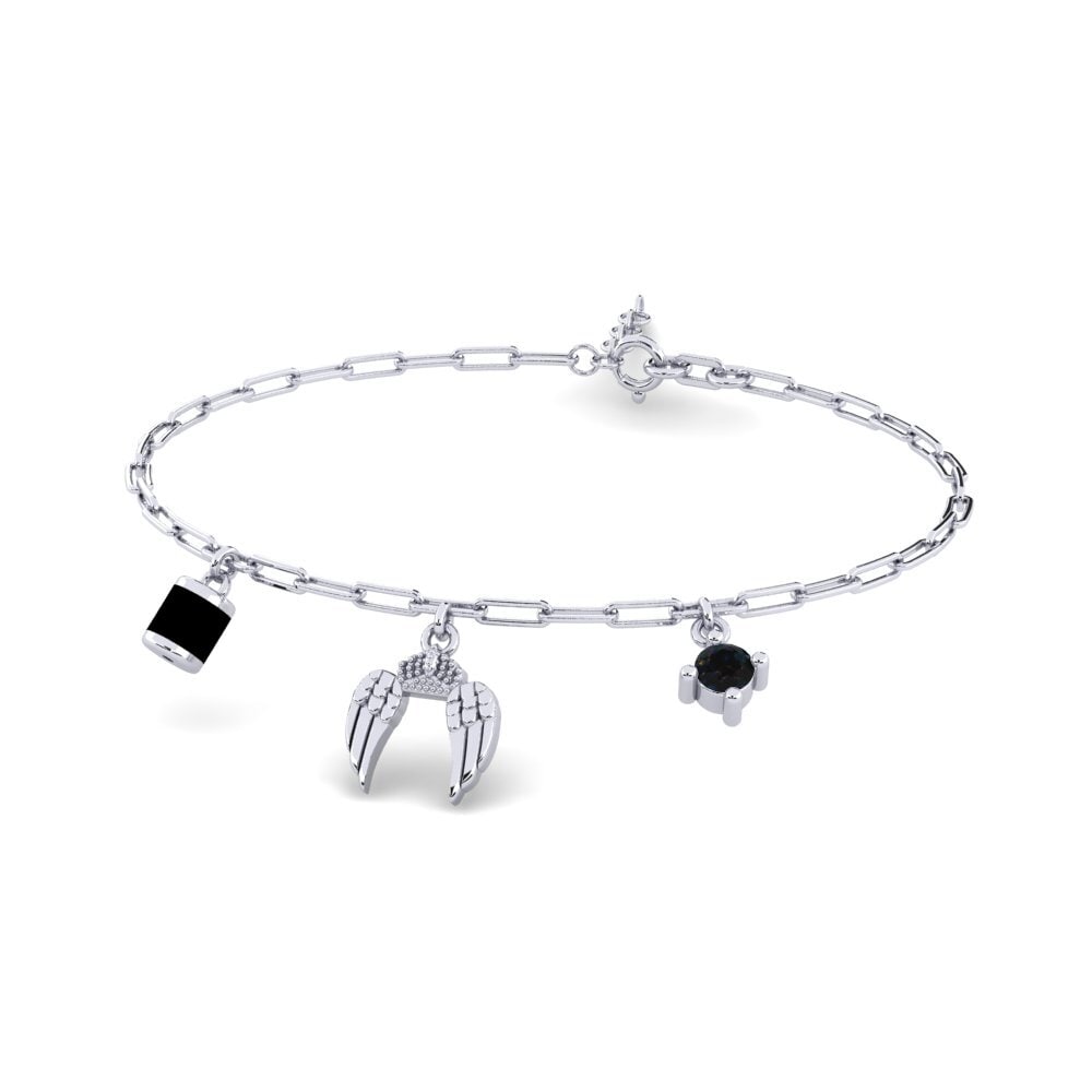 White Silver Black Opal Paperclip Bracelet Drostn