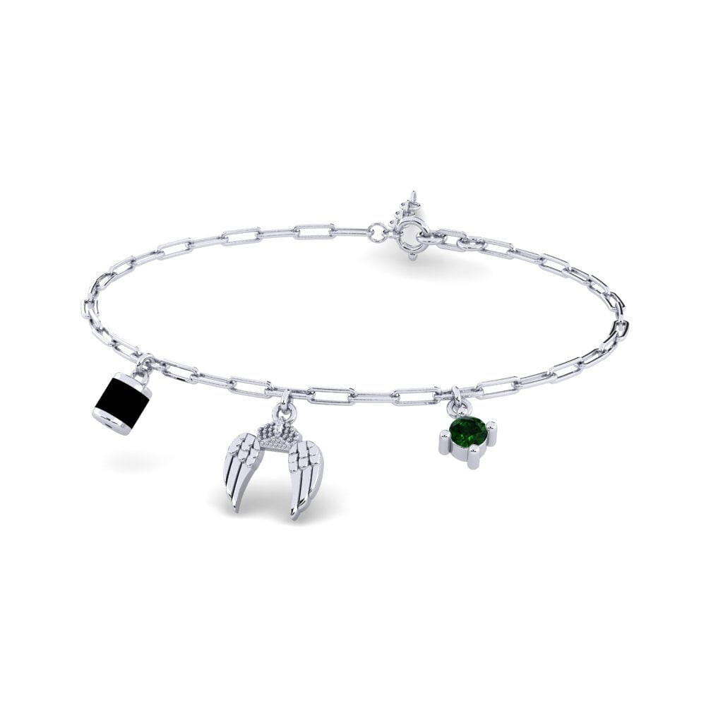 925 Prata de lei Turmalina Verde Pulseira de Corrente Drostn