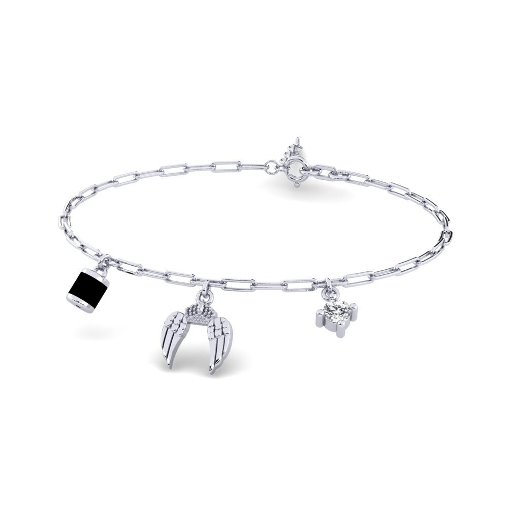 White Silver White Zircon Paperclip Bracelet Drostn