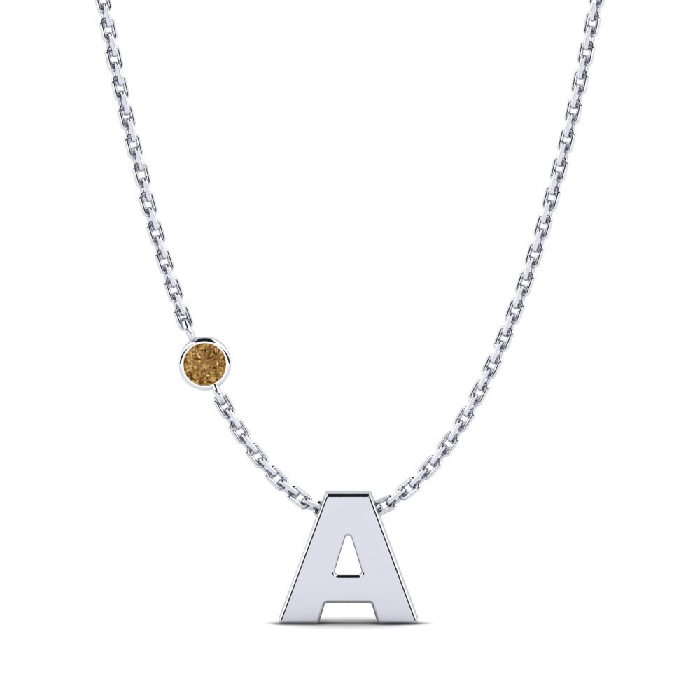 Plata 925 Diamante Marrón Collar de Mujer Drucilla A