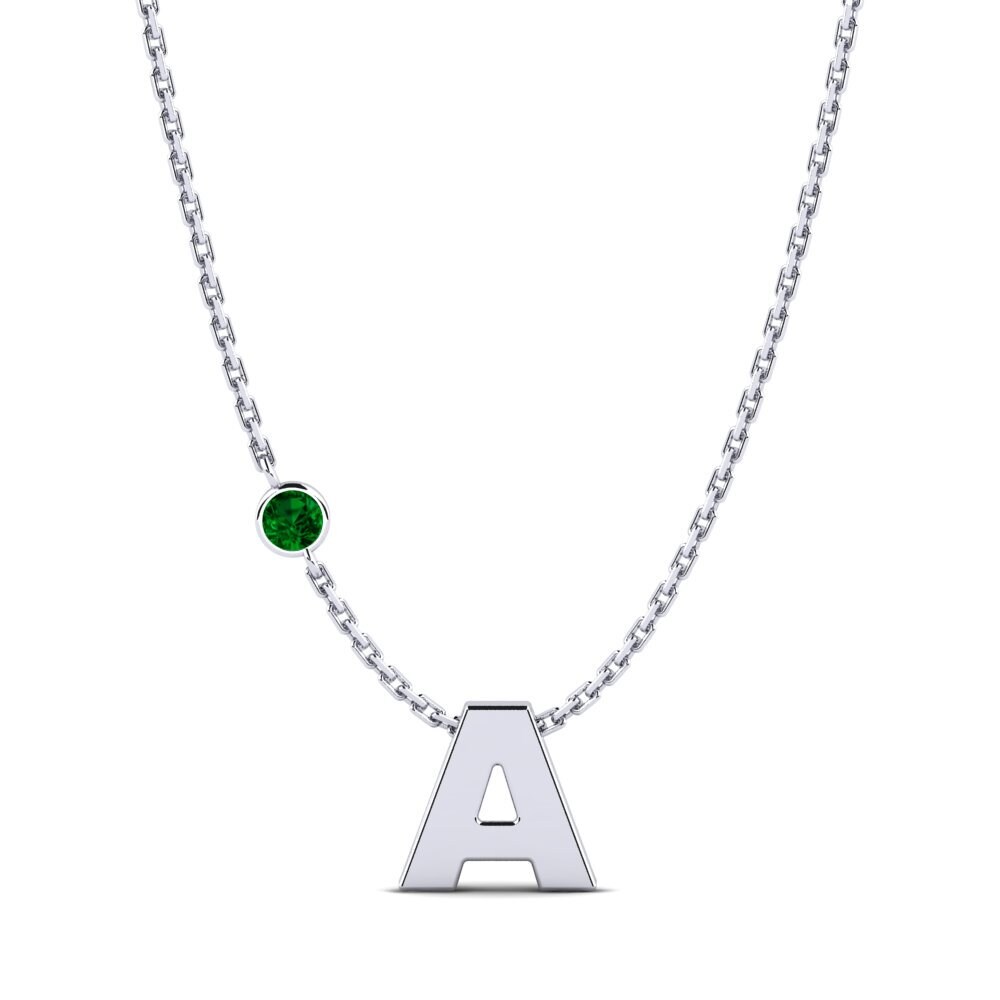 950 Palladium Grüner Zirkonia Damen halskette Drucilla A