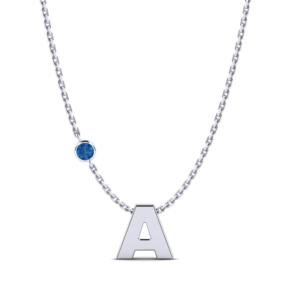 950 Palladium Dunkelblauer Zirkonia Damen halskette Drucilla A