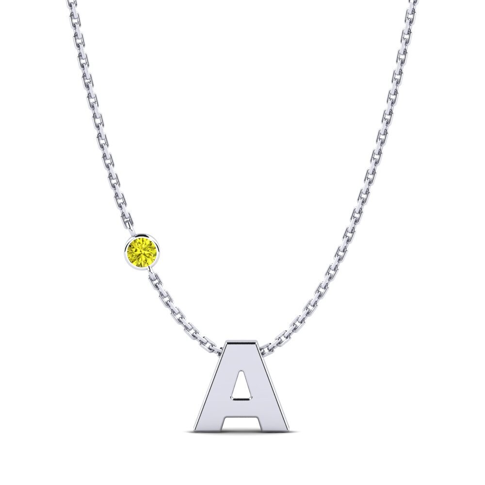 14k Oro Blanco Diamante Amarillo Collar de Mujer Drucilla A