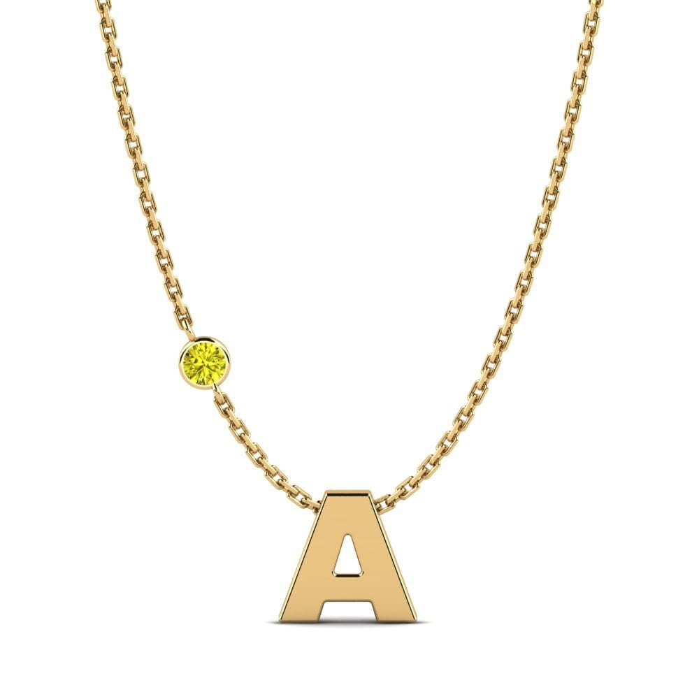 14k Oro Amarillo Diamante Amarillo Collar de Mujer Drucilla A