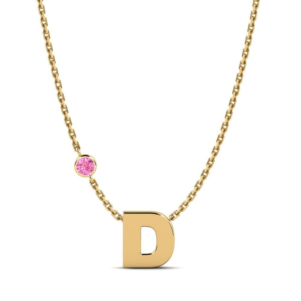 Gelbgold 750 Rosa Saphir Damen halskette Drucilla D