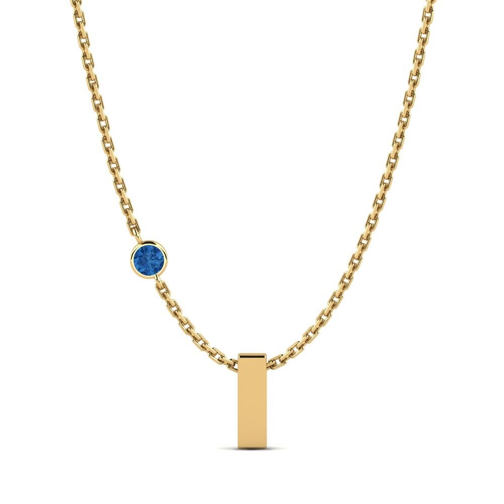 Round Dark Blue Zirconia Women's Necklace Drucilla I