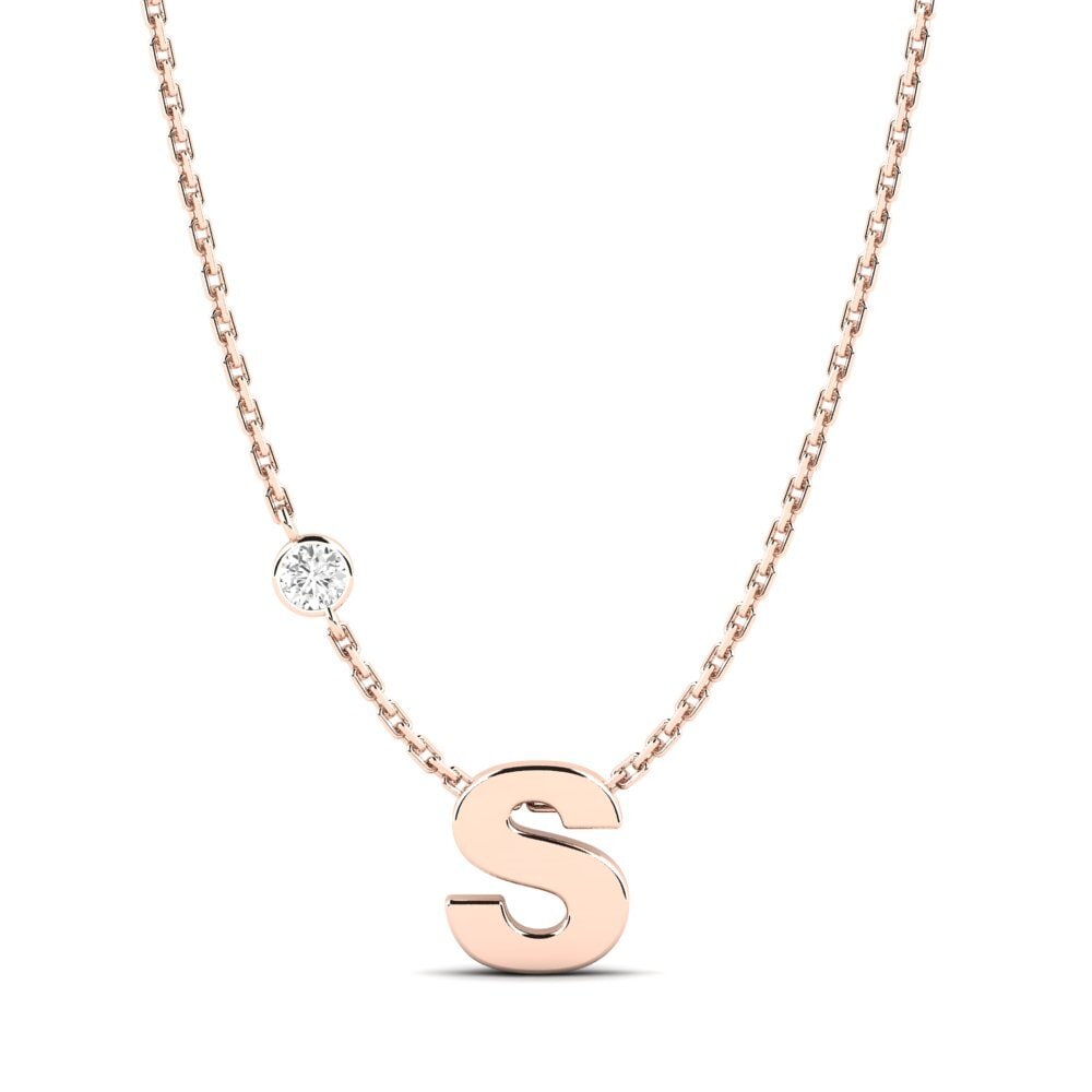 Rotgold 585 Weißer Saphir Damen halskette Drucilla S