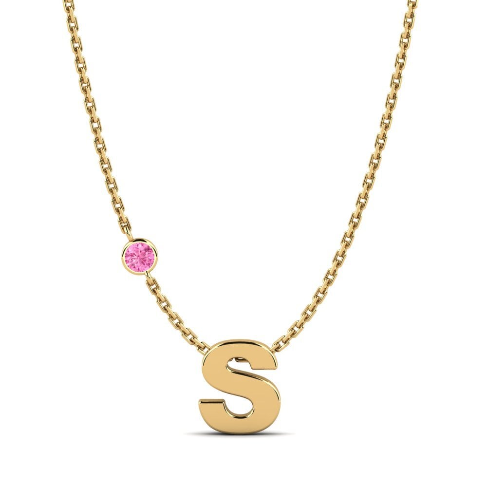 14k Oro Amarillo Zafiro Rosado Collar de Mujer Drucilla S