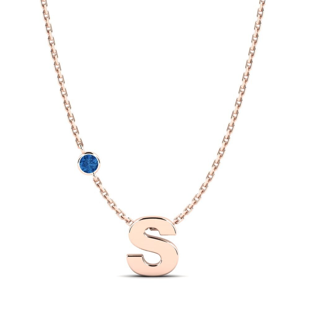 Rotgold 585 Dunkelblauer Zirkonia Damen halskette Drucilla S