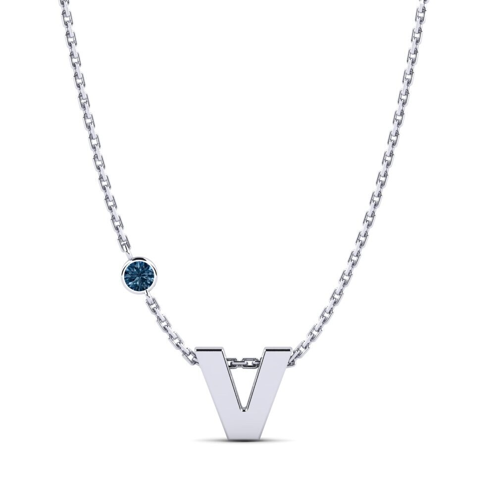 Rund Blauer Diamant Damen halskette Drucilla V