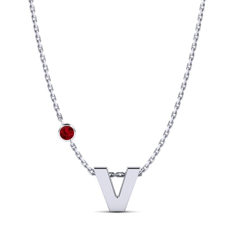 Rund Roter Zirkonia Damen halskette Drucilla V