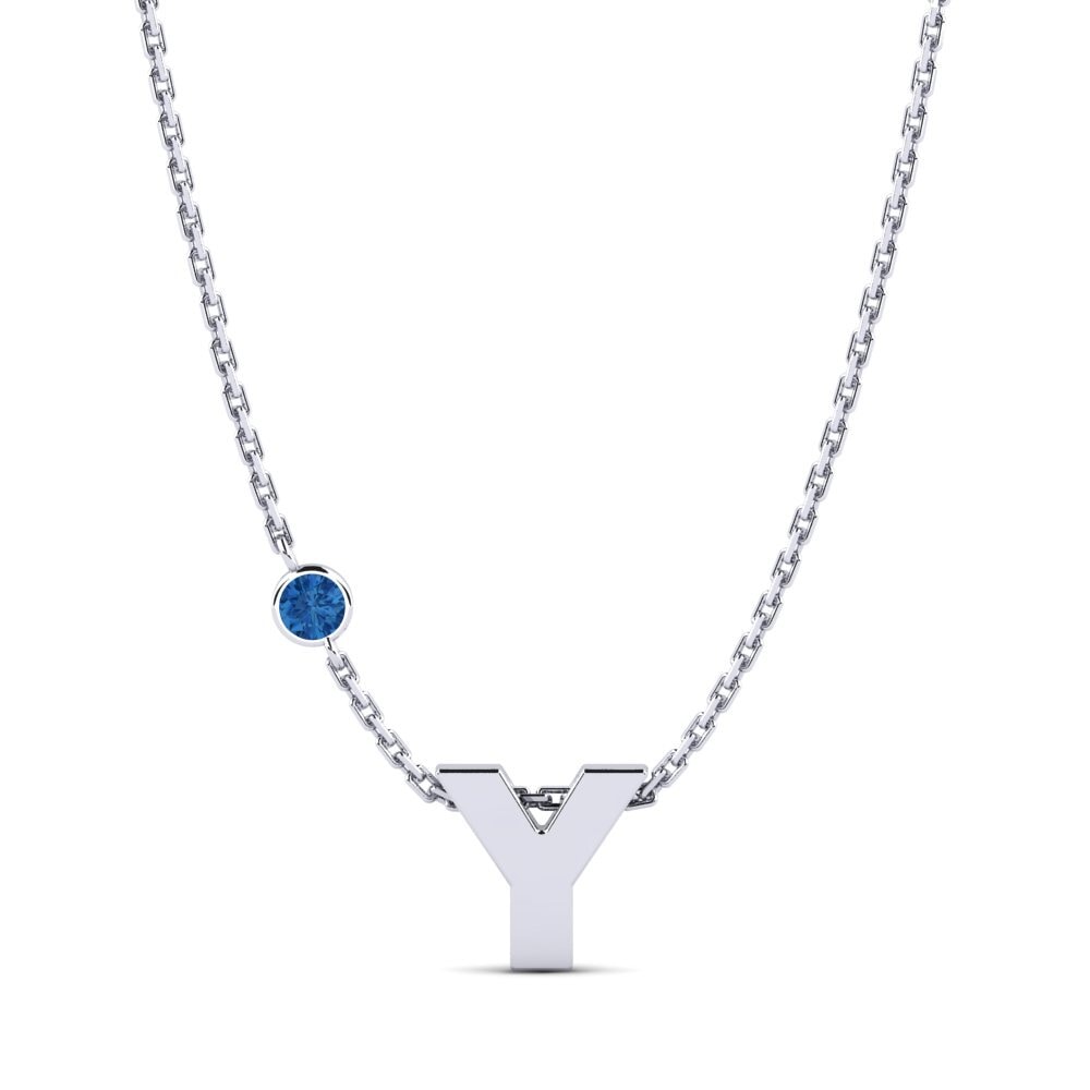 Round Dark Blue Zirconia Women's Necklace Drucilla Y
