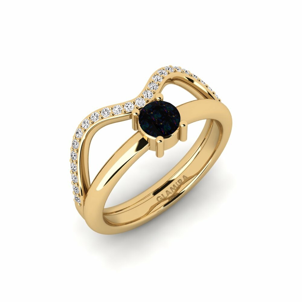 Black Opal Engagement Ring Druta