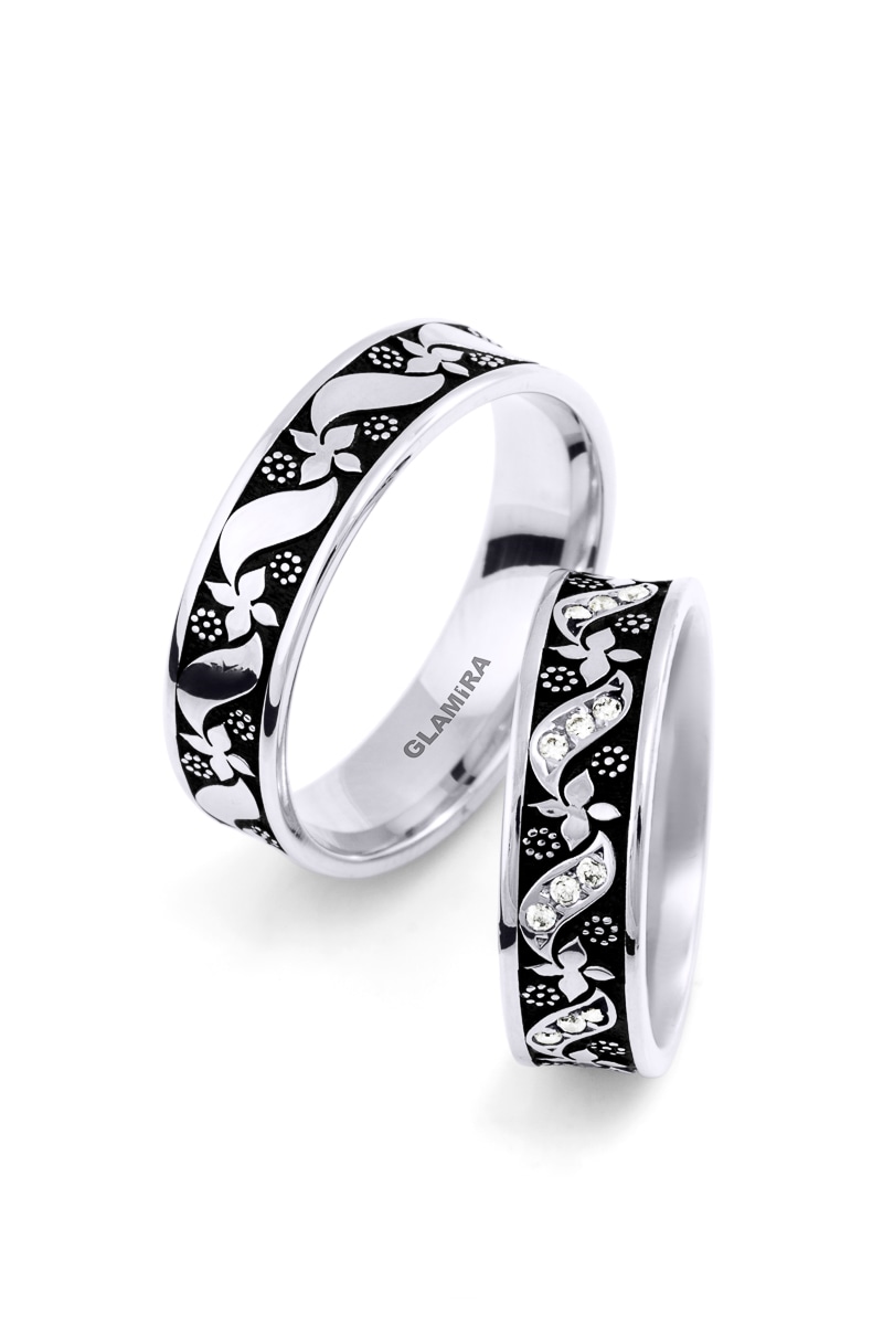 Bague de Mariage Ornate Heart Basic Or Blanc 9k