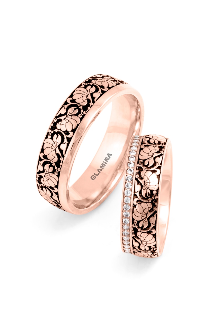 Or rose 14k Diamant Bague de Mariage Ornate Chic
