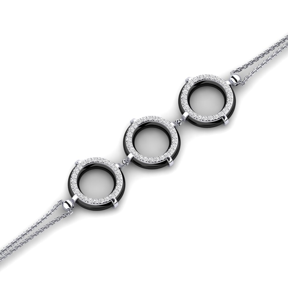 Paladio 950 Zafiro blanco Pulsera de Mujer Duane