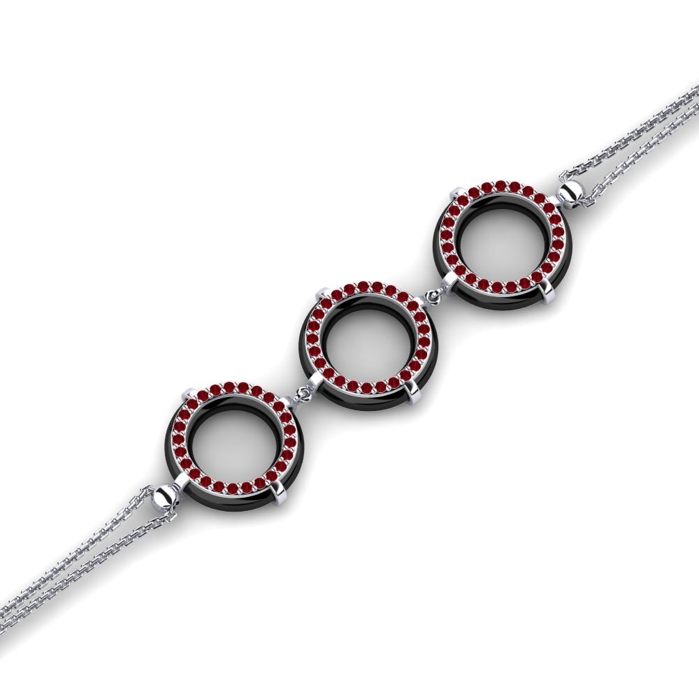 950 Palladium Red Zirconia Women's Bracelet Duane