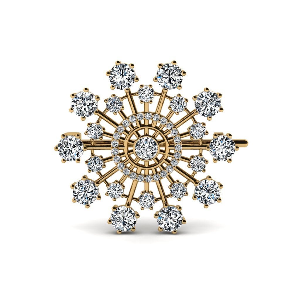 14k Oro Amarillo Redondo Broche Dube