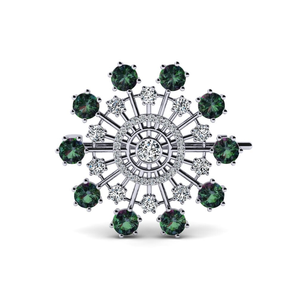 14ct White Gold Mystic Topaz Brooch Dube