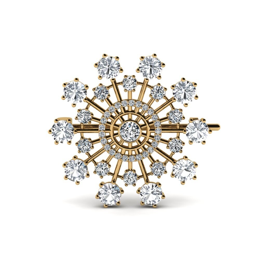 Vàng 14K Đá Zircon Trắng Trâm cài Dube