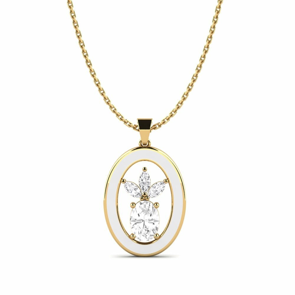 Vàng 9K Đá Sapphire Trắng Mặt dây chuyền nữ Ducale