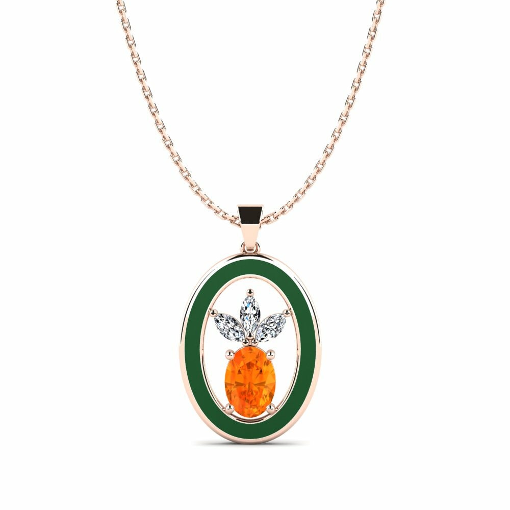 Vàng Hồng 18K Đá Sapphire Cam Mặt dây chuyền nữ Ducale