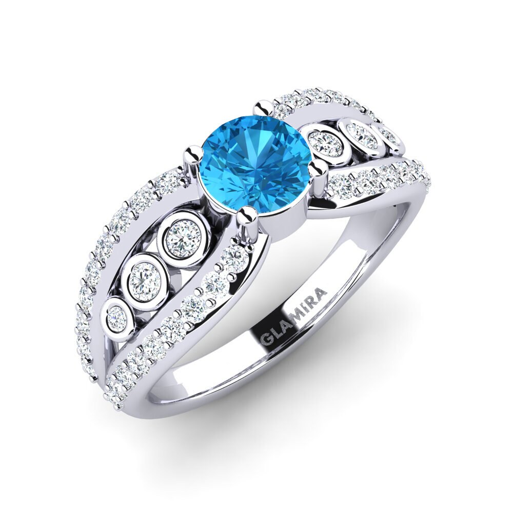 Round Blue Topaz Women's Ring Ducchn