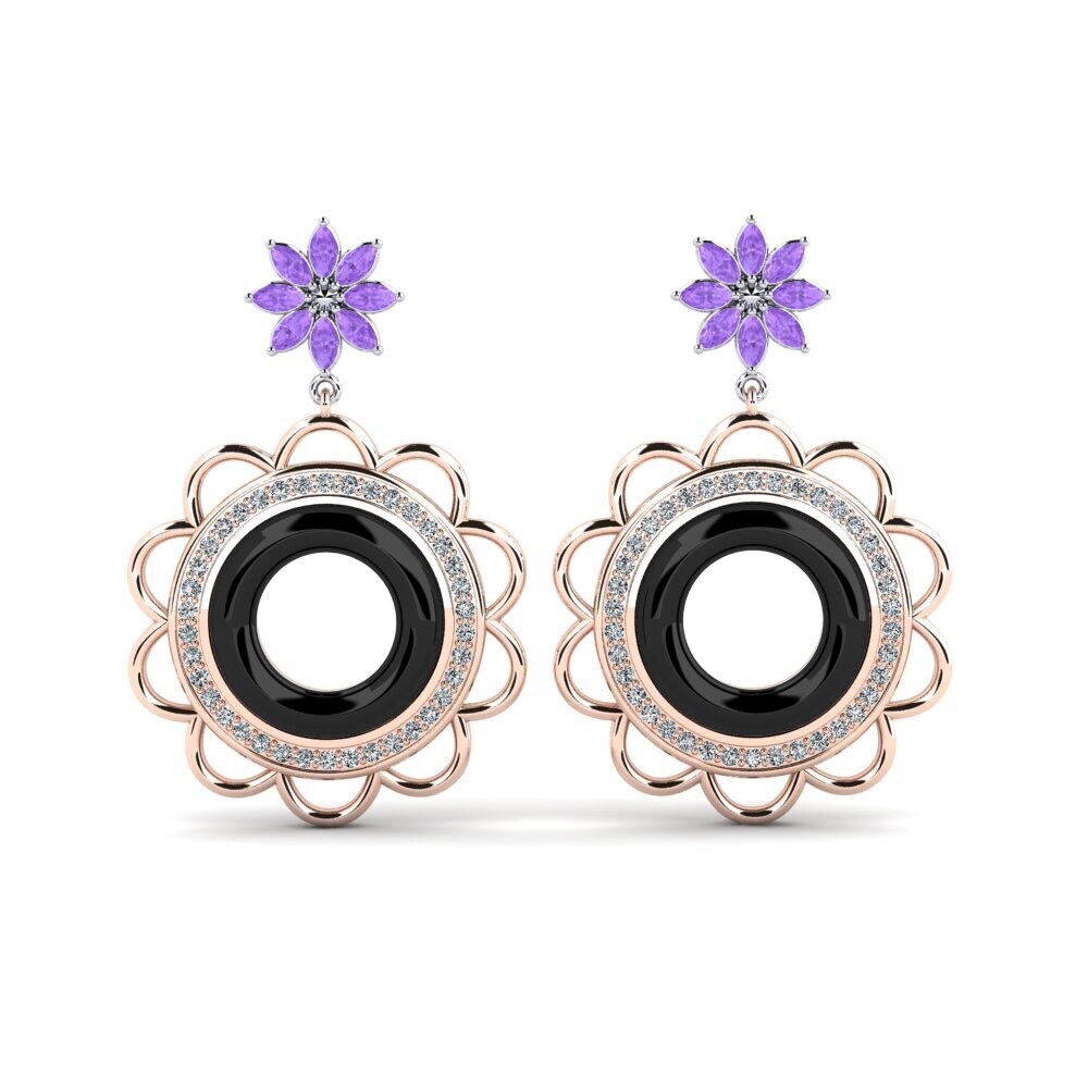 9ct Rose & White Gold Amethyst Women's Earring Duclos