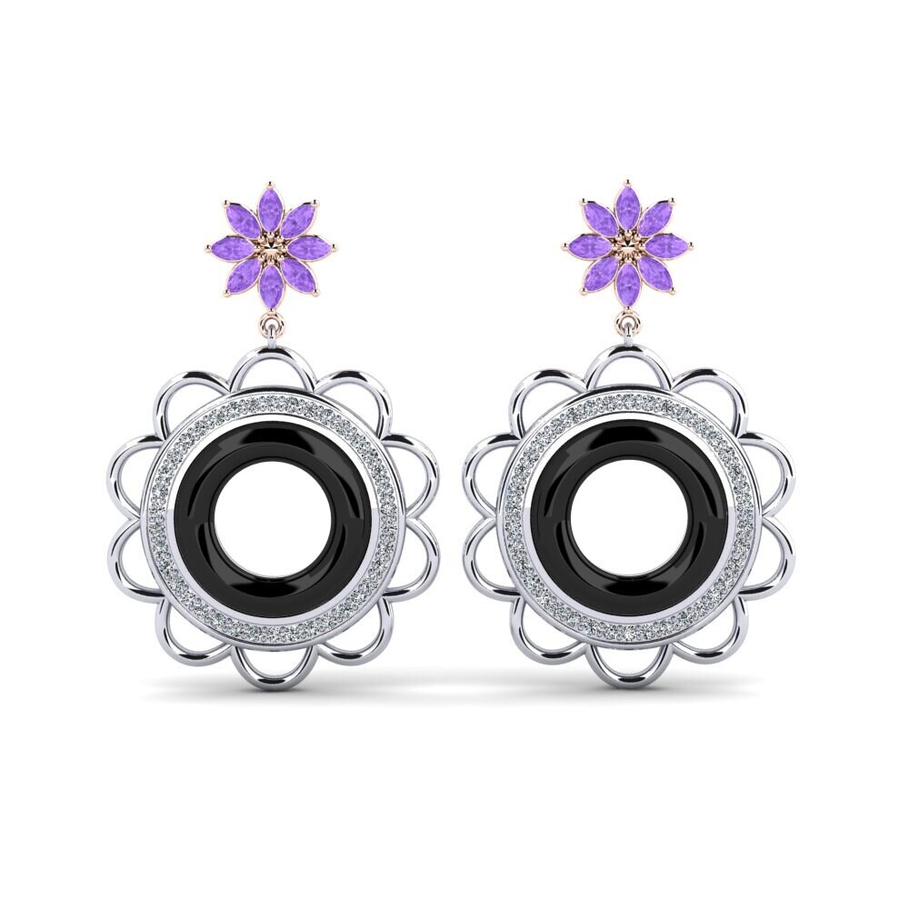 18ct White & Rose Gold Amethyst Women's Earring Duclos