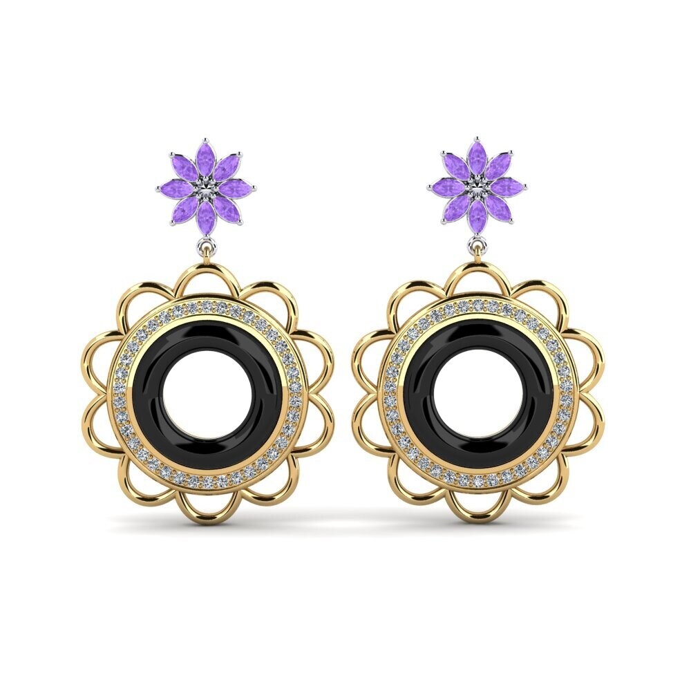 9ct Yellow & White Gold Amethyst Women's Earring Duclos