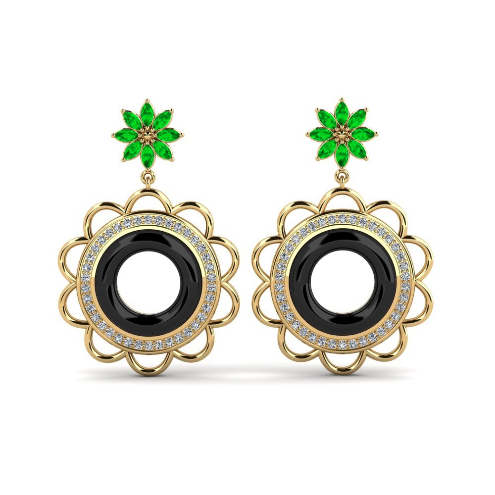9ct Yellow Gold Emerald Women's Earring Duclos