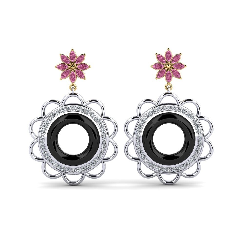14ct White & Yellow Gold Rhodolite Garnet Women's Earring Duclos
