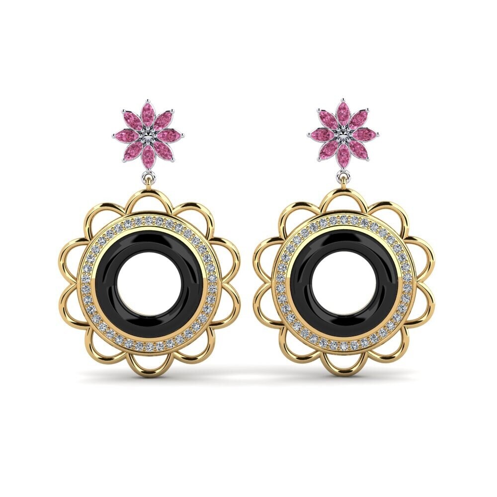 18ct Yellow & White Gold Rhodolite Garnet Women's Earring Duclos