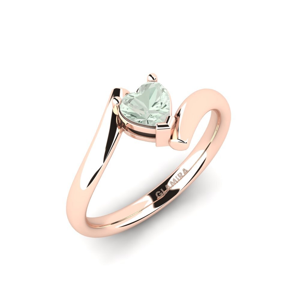 9K Rood Goud Groene Amethist Dames Ring Duct