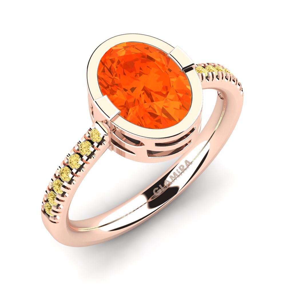 14ct Rose Gold Fire Opal Engagement Ring Duga