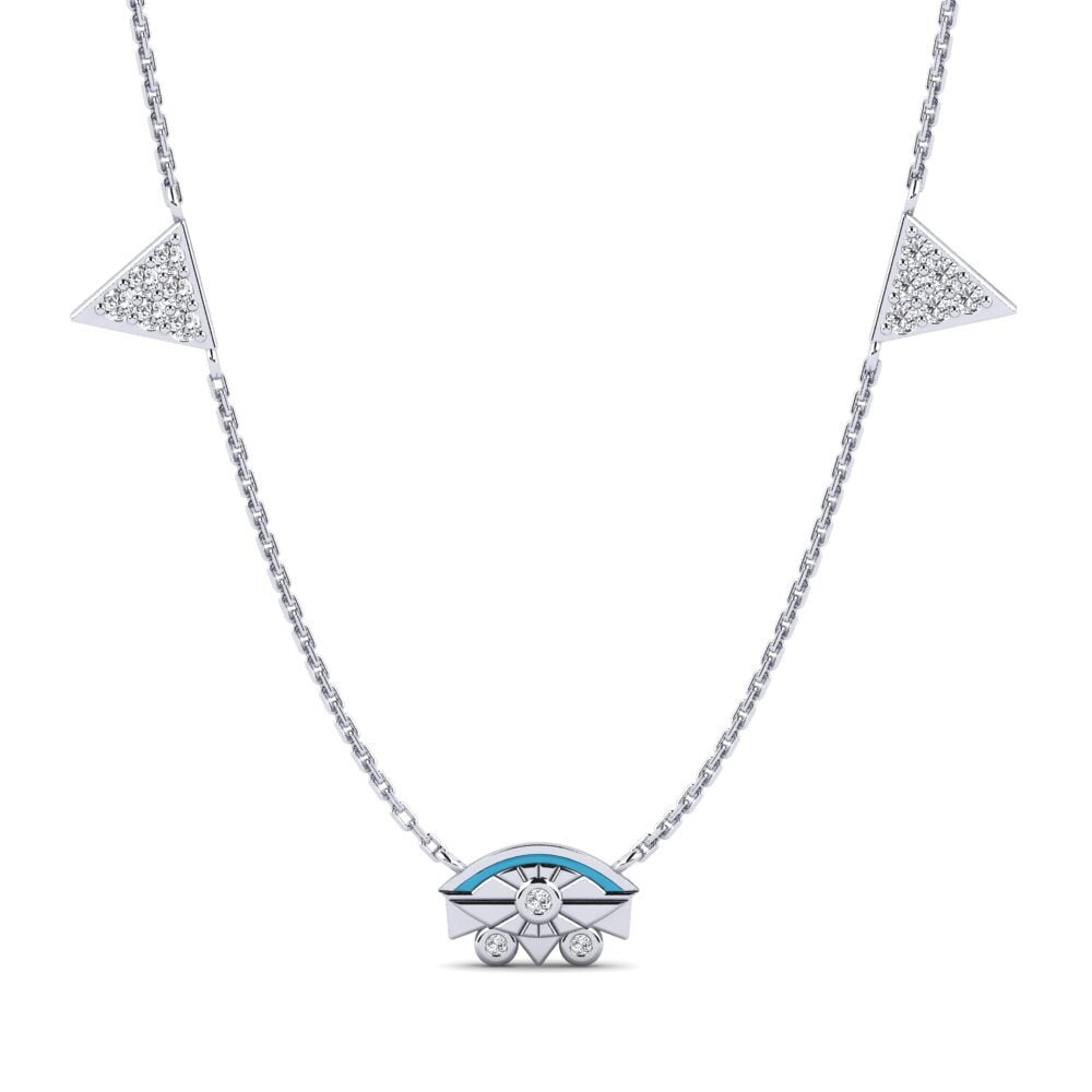 9k Oro Blanco Diamante Collar de Mujer Duha