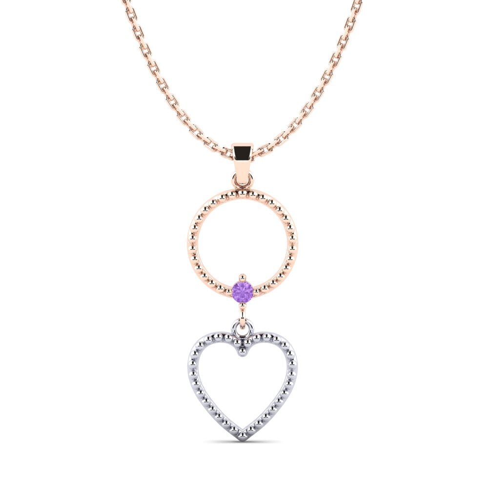 9k Oro Rosa & Blanco Amatista Colgante de Mujer Dukas