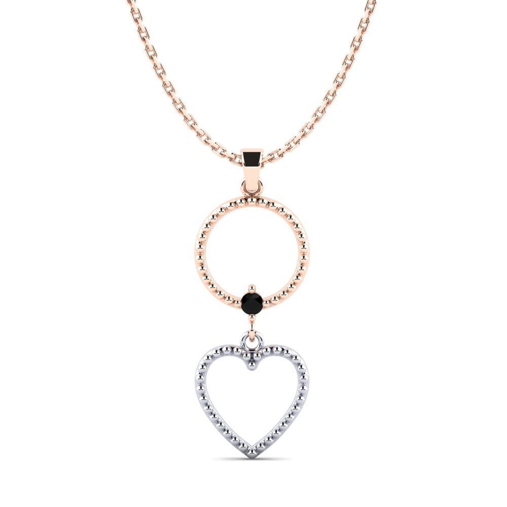 9k Oro Rosa & Blanco Ónix Negro Colgante de Mujer Dukas