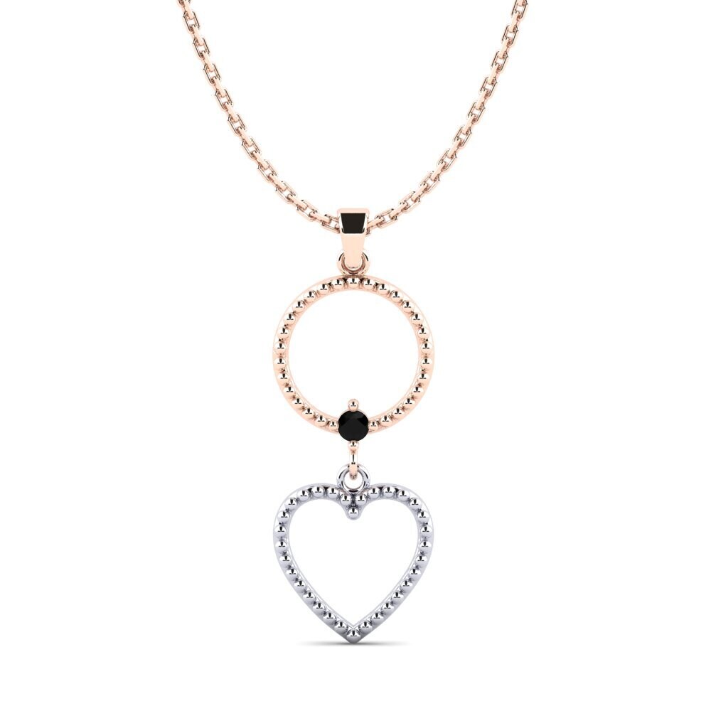 14k Oro Rosa & Blanco Zafiro negro Colgante de Mujer Dukas