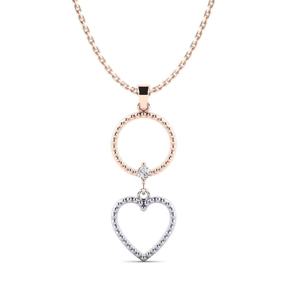 9k Oro Rosa & Blanco Diamante Colgante de Mujer Dukas