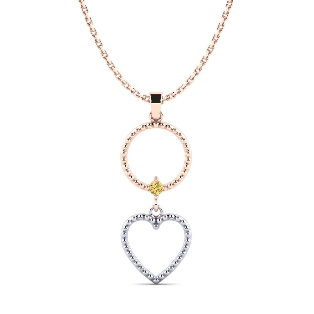 9k Oro Rosa & Blanco Diamante Amarillo Colgante de Mujer Dukas